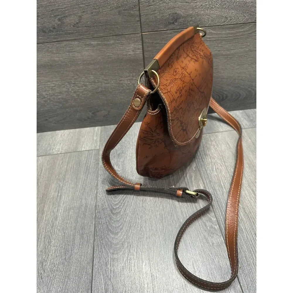 Patricia Nash Leather Veneto Crossbody Bag Signature Map Brown B000579